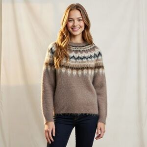 Magaschoni Cozy Nordic Pattern Knit Sweater Pullover NWT
